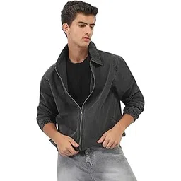 urbano fashion Men's Relaxed Fit Full Sleeve Harrington Denim Jacket-picture-39