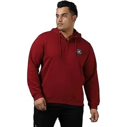 urbano plus Men's Cotton Solid Button Hooded Neck Sweatshirt image 1