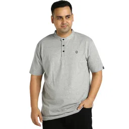 urbano plus Men's Solid Mandarin Collar Regular Fit Half Sleeve Cotton T-Shirt image 1