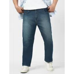 Urbano Plus Men Blue Straight Fit Mid-Rise Heavy Fade Washed Stretchable Jeans-picture-26