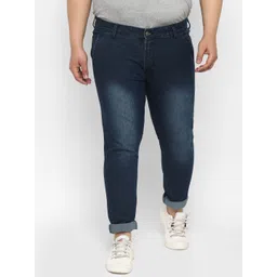 Urbano Plus Men Dark Blue Regular Fit Washed Light Fade Stretchable Jeans-picture-41