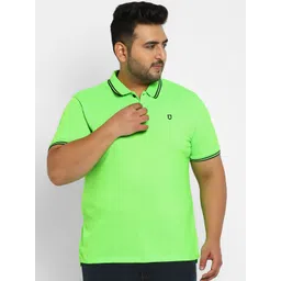 Urbano Plus Men Green Solid Polo Collar Cotton T-shirt-picture-10