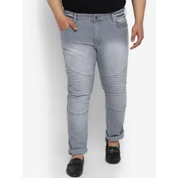 Urbano Plus Men Grey Heavy Fade Stretchable Biker Jeans-picture-25
