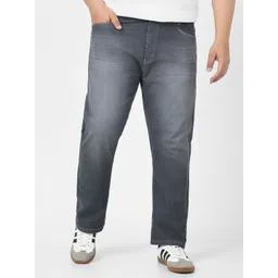 Urbano Plus Men Grey Straight Fit Heavy Fade Washed Stretchable Jeans-picture-15