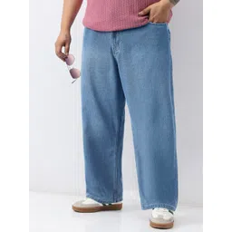 Urbano Plus Men Light Blue Loose Baggy Fit Washed Jeans Non-Stretchable-picture-33