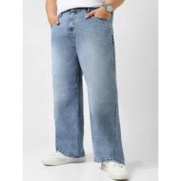 Urbano Plus Men Loose Relaxed Fit Light Fade Clean Look Mid Rise Pure Cotton Jeans-picture-11