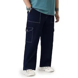 urbano plus Men Mid Rise Loose Baggy Fit Cargo Jeans with 6 Pockets Non-Stretchable-picture-24