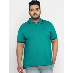 Urbano Plus Men Teal Blue Solid Polo Collar T-shirt-picture-35