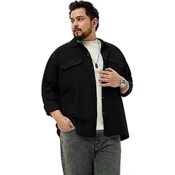 urbano plus Men's Cotton Full Sleeve Relaxed Fit Shacket with Utility Pockets-picture-38