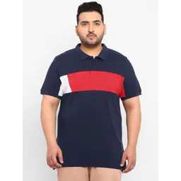 Urbano Plus Plus Size Colourblocked Polo Collar Cotton T-shirt-picture-21