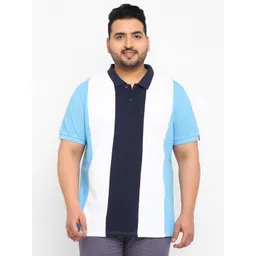 Urbano Plus Plus Size Colourblocked Polo Collar Cotton T-shirt-picture-22