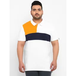 Urbano Plus Plus Size Colourblocked Polo Collar Pure Cotton T-shirt-picture-12