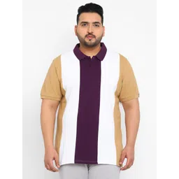Urbano Plus Size Colourblocked Polo Collar Cotton T-shirt-picture-15