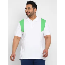 Urbano Plus Size Colourblocked Polo Collar Cotton T-shirt-picture-17