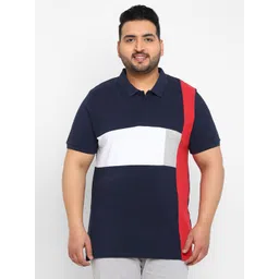 Urbano Plus Size Colourblocked Polo Collar Cotton T-shirt-picture-19