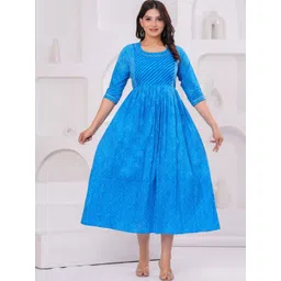 UrbanRang Women Round Neck Ethnic Motifs Print Round Neck Maternity Gown-picture-32