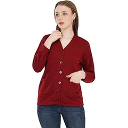 urbanrock Women's Woolen V-Neck Cardigan - Heavy Daffodil Fabric Winter Wear Acropoly Wool Cardigan for Women-picture-34