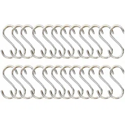 urbanware 24 PCs Stainless Steel Multipurpose Use Sling Dog S - Type Hook/Cloth Hanger/Kitchen Pan/Cup/Cutlery Hanging Hook/Towel hanging Hook/Pronged Hook Organizer Hook (Pack of 24) Hook 24 image 1
