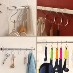 urbanware 24 PCs Stainless Steel Multipurpose Use Sling Dog S - Type Hook/Cloth Hanger/Kitchen Pan/Cup/Cutlery Hanging Hook/Towel hanging Hook/Pronged Hook Organizer Hook (Pack of 24) Hook 24 image 4
