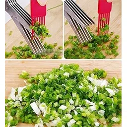 Urdhvamurti Multifunction 5 Blade Vegetable Stainless Steel Herbs Scissor with Blade Comb image 1