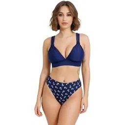urge Nautical High-Waisted Anchor Print Bikini Bottom for Women | Navy Blue High-Rise Swimwear Bottom Only-picture-16