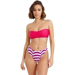 urge Vibrant V-Cut Striped High-Waisted Bikini Bottom for Women | Purple and White High-Rise Swimwear Bottom Only-picture-44