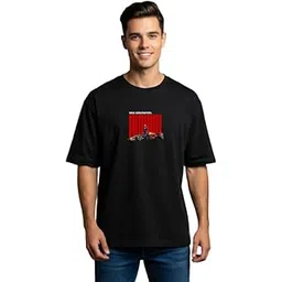 urgear Mens Oversized Stylish Maxverstappen Printed Round Neck Cotton Blend Casual Black T-Shirt-picture-45