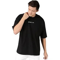 URGEAR Oversized T-Shirt for Men, Black, Casual Loose Fit, Short Sleeve-picture-28