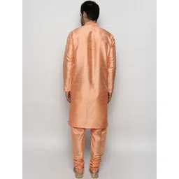 Uri and MacKenzie Men Dyed Regular Kurta with Pyjamas image 5