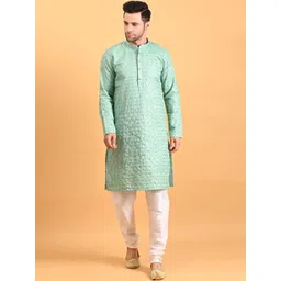 Uri and MacKenzie Men Ethnic Motifs Embroidered Regular Thread Work Kurta with Churidar-picture-28