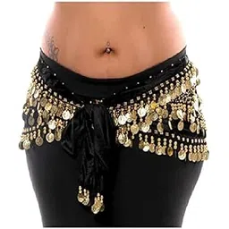 Urika Women Belly Dance Hip Scarf Belt with Colorful Beads and Sequins Belly Dance Hip Scarf Waistband Belt Skirt with128 Ringy Golden Coins 128 All-picture-31