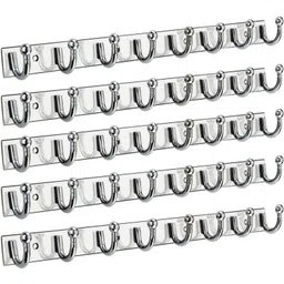 urim Premium Stainless Steel 8 Pin Cloth Hanger Wall Mounted Bathroom Cloth Hanger,Coth Wall Hook,Door Hooks Rail for Hanging Keys,Clothes,Towel (Pack of 4) WITH 2 J HOOKS Door Hanger-picture-21