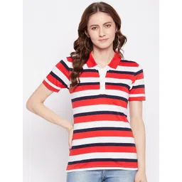 URKNIT Striped Polo Collar Cotton T-shirt-picture-34