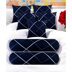 5 Cushion 2 Bolster Microfibre Stripes Bolster Pack of 7-image-36