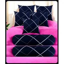 5 Cushion 2 Bolster Microfibre Stripes Bolster Pack of 7-image-27