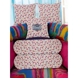 urmila creation Combo Set of 3 Cushion And 2 Microfibre Floral Bolster Pack of 5-picture-12