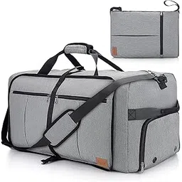 urtala Travel Duffel Bag for Men & Women, Large Holdall Bag Foldable Weekend Overnight Bag with Shoe Compartment & Shoulder Strap, Lightweight Waterproof, Grey, 120L-picture-14