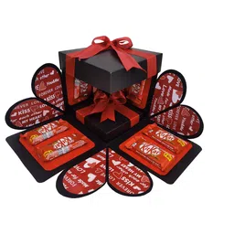 us ideal craft Explosion Box Love Gift for Couple for any occasion(WITH 8 Chocolate) RED&BLACK Greeting Card-picture-31