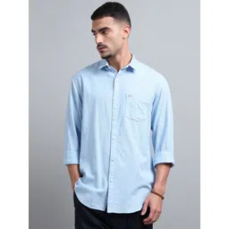 U.S. PITCHERS Men Smart Fit Solid Spread Collar Casual Shirt-picture-39