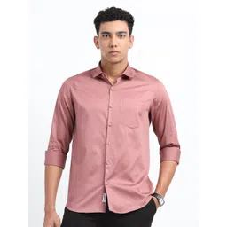 U.S. PITCHERS Men Smart Slim Fit Spread Collar Solid Satin Casual Shirt-picture-37