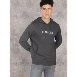 U.S. Polo Assn. Denim Co. Men Black Printed Hooded Pure Cotton Sweatshirt-picture-15