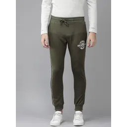 U.S. Polo Assn. Denim Co. Men Olive Green Solid Mid-Rise Knitted Joggers With Side Taping-picture-24