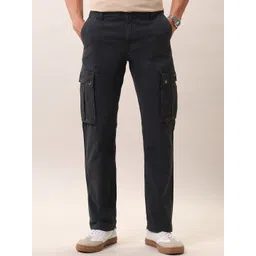 U.S. Polo Assn. Denim Co. Men Solid Regular Fit Mid Rise Cargos Trousers-picture-43