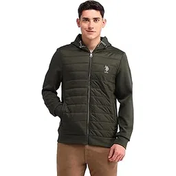 u.s. polo assn. denim co. Men's Green Solid Hooded Long Sleeve Casual Polyester Regular Fit Quilted Jacket-picture-41