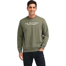u.s. polo assn. denim co. Men's Olive Printed Crew Neck Long Sleeve Casual Cotton Regular Fit Sweatshirt-picture-38
