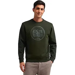 u.s. polo assn. denim co. Men's Olive Printed Crew Neck Long Sleeve Casual Cotton Regular Fit Sweatshirt-picture-39