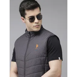 u.s. polo assn. denim co. U S Polo Assn Denim Co Men Grey Brand Logo Puffer Jacket-picture-33