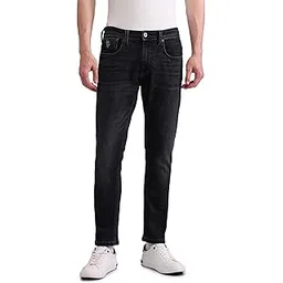 US Polo Association Men's Black Solid Mid Rise Light Button Slim Jeans (UDJEN1362_Black_30)-image-5