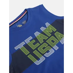 U.S. Polo Assn. Kids Boys Blue & Yellow Cotton Brand Logo Print Lounge T-shirt image 4