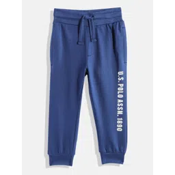 U.S. Polo Assn. Kids Boys Blue Brand Logo Pure Cotton Joggers-picture-23